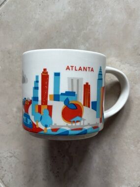 Starbucks Atlanta Skyline Mug - White with Red & Blue Accents